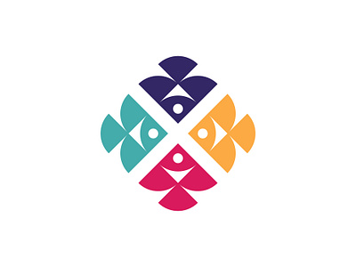 Colorful Four Fish Logo animal apparel aquatic boat colored colorful entertainment fish fishing four geometric hotel hund logo marine marketing minimilist see team water