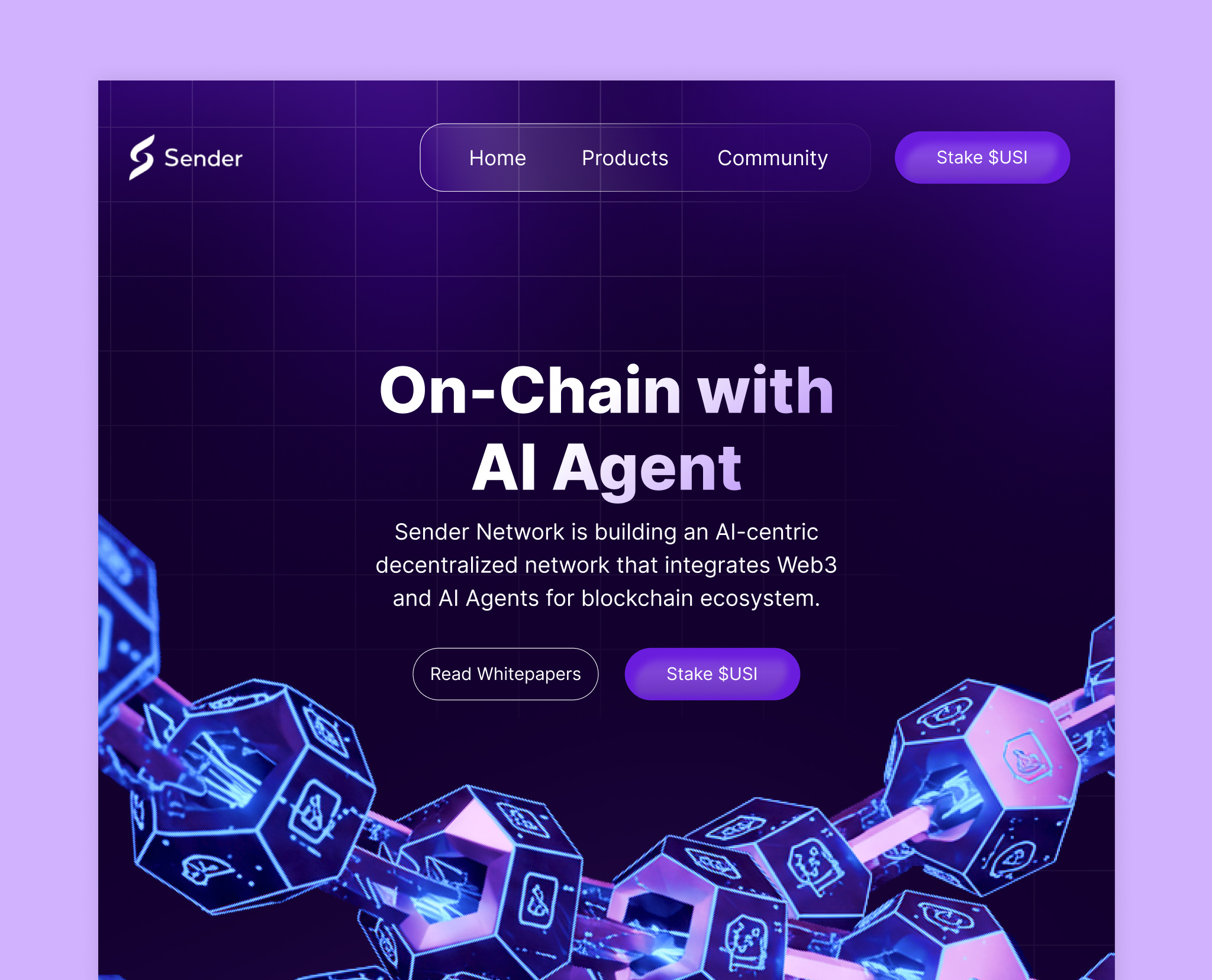 Sender Website Redesign + Development artificial intelligence cryptocurrency design developer figma framer framer development interface design landing page no code product design ui ui design uiux web3 website website design