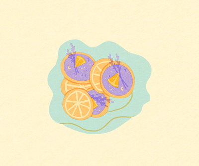 When life gives you Lemons, make Lemon Cookies art artwork cookie design dessert flower food fruit handwritten illust illustration ipad lavender lemon photoshop plate tweetyheather zesty