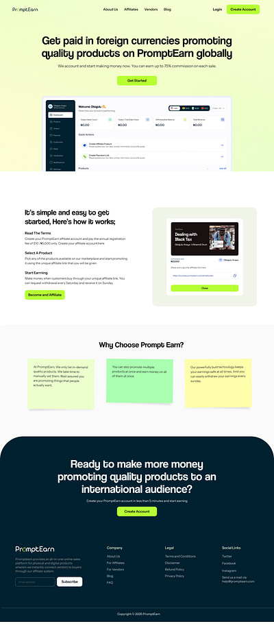 Affiliate Marketing Landing Page affiliate marketing b2b b2bsaas digital marketing graphic design marketing ui uiux y combinator yc