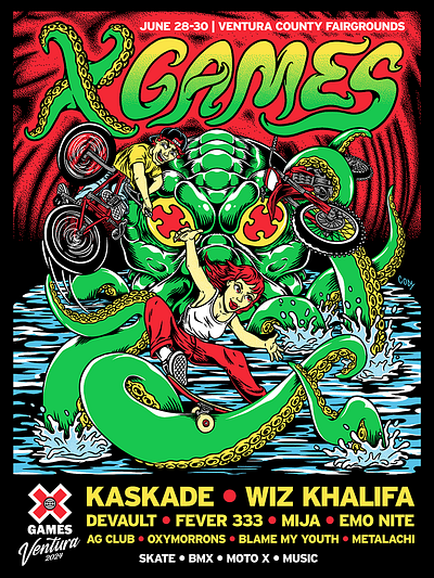 X GAMES - VENTURA 2024 | CONCERT POSTER art direction graphic design illustration