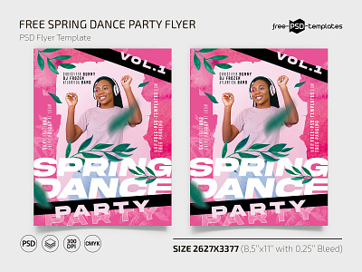 Free Spring Dance Party Flyer Template + Instagram Post (PSD) dance event events flyer flyers free freebie party photoshop print printed psd spring template templates