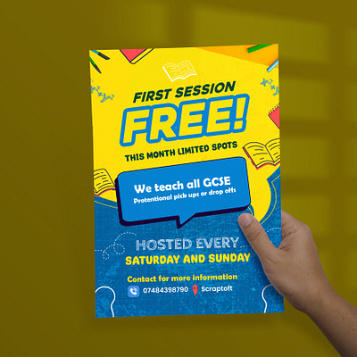 Tuition club advertising flyer design back to school brochure leaflet design postcard design print materials retirement home tuition club flyer