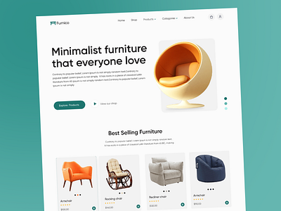 Furnico – Minimal furniture Landing Page design portfolio furniture design