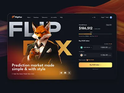 Crypto Prediction Landing Page Design b2c website betting definitely dark ui finance website gambling homepage illustration landing landing page landing ui main page mascot responsive ui illustration uxui web web design web page web3 website
