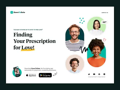DownToDate App - Landing Page app clean dating dating app design doctor flat landing page medical medicine ui