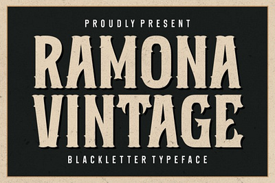 Ramona Vintage Font apparel fonts beauty fonts birthday cards fonts blackletter bold branding font branding fonts display font font old fashioned ramona vintage font retro typeface vintage