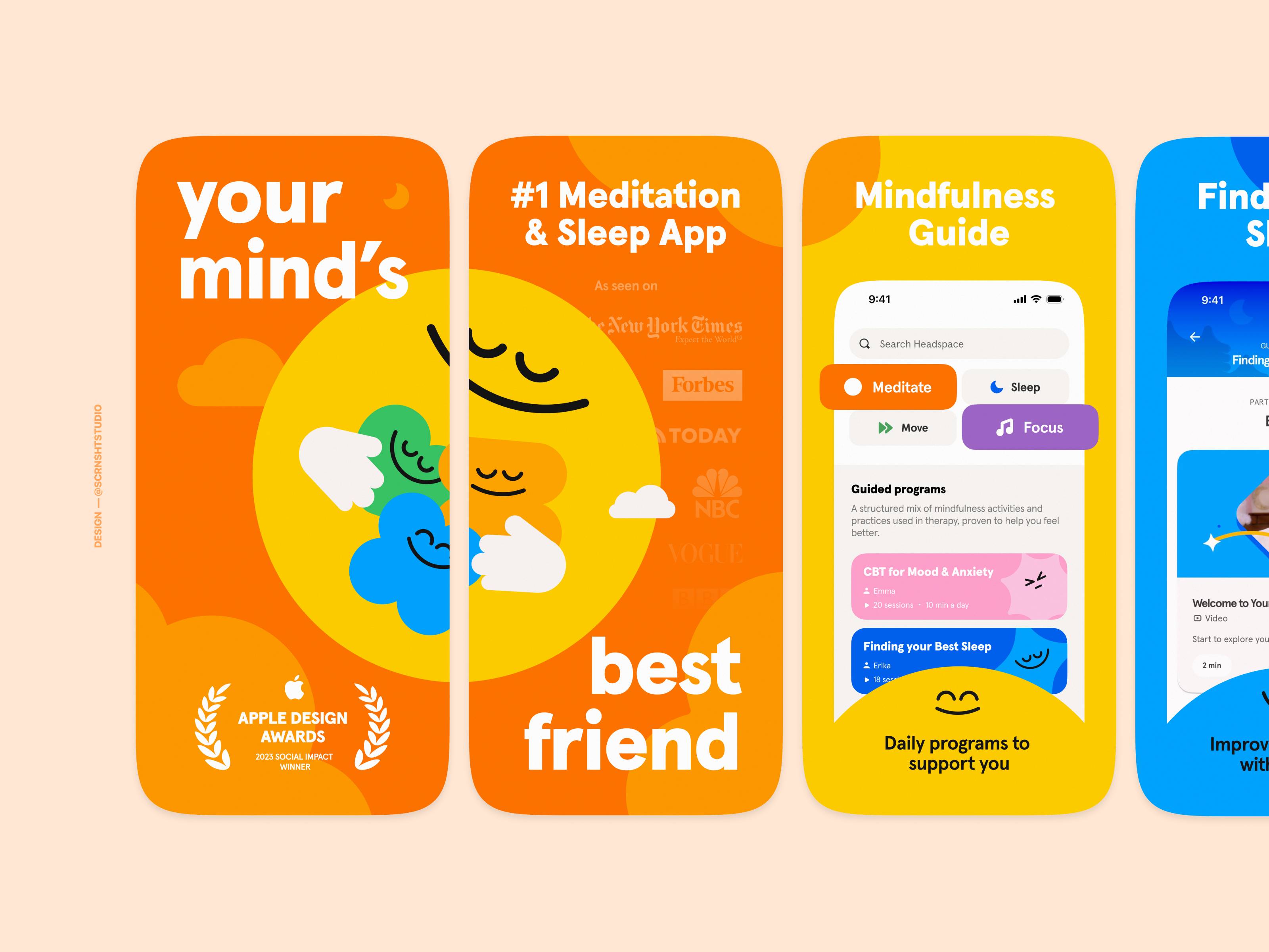 App Store Screenshots (App Store Preview)⎜Headspace app design app interface app screenshots app screenshots design app store preview app store screenshot app store screenshots app store visuals graphic design headspace headspace app mobile app mobile app design mobile app ui mobile ui ui design ui ux design visual design