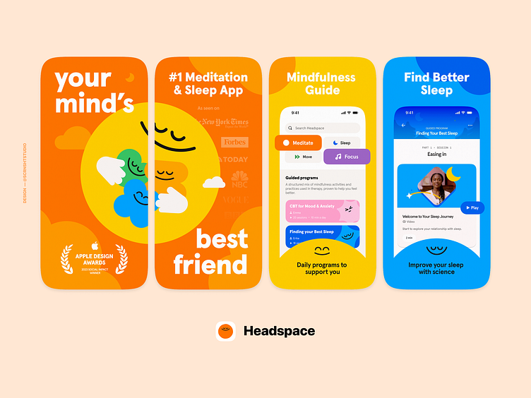 App Store Screenshots (App Store Preview)⎜Headspace by Pierre-Olivier⎜Scrnsht Studio on Dribbble