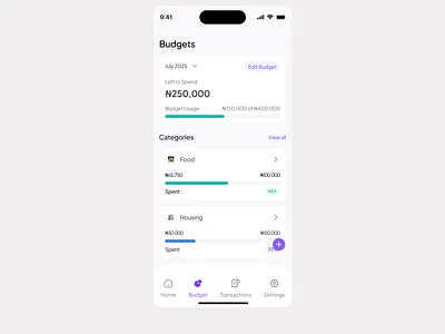 Budget App app design mobileapp mobileui ui uidesign uiux