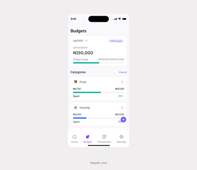 Budget App app design mobileapp mobileui ui uidesign uiux