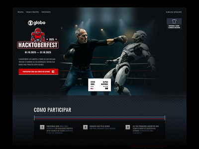 Hacktoberfest 2025 ai dev developer fight hacktoberfest landing page landingpage robot tech ui website