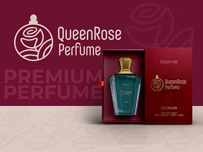 QueenRose Perfume Logo and Packaging branding creative design graphic design illustration logo logo design packaging perfume queenrose rose