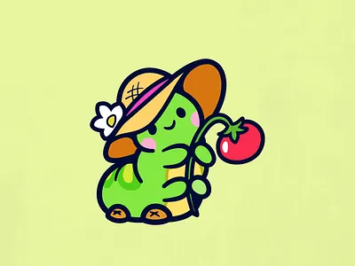 Always fresh, always cute animal branding cartoon cute flower fresh garden icon identity illustration kawaii logo tomatoe vibes worm