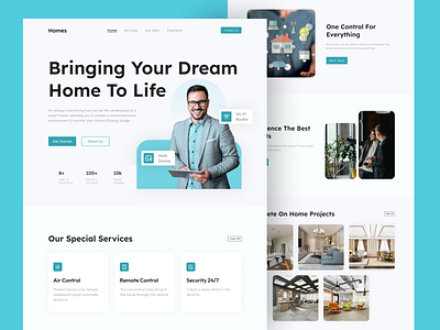 Home Service Landing Page branding commercial creative work design home home page landing page modern web property real estate residential service ui ux web web design website website design