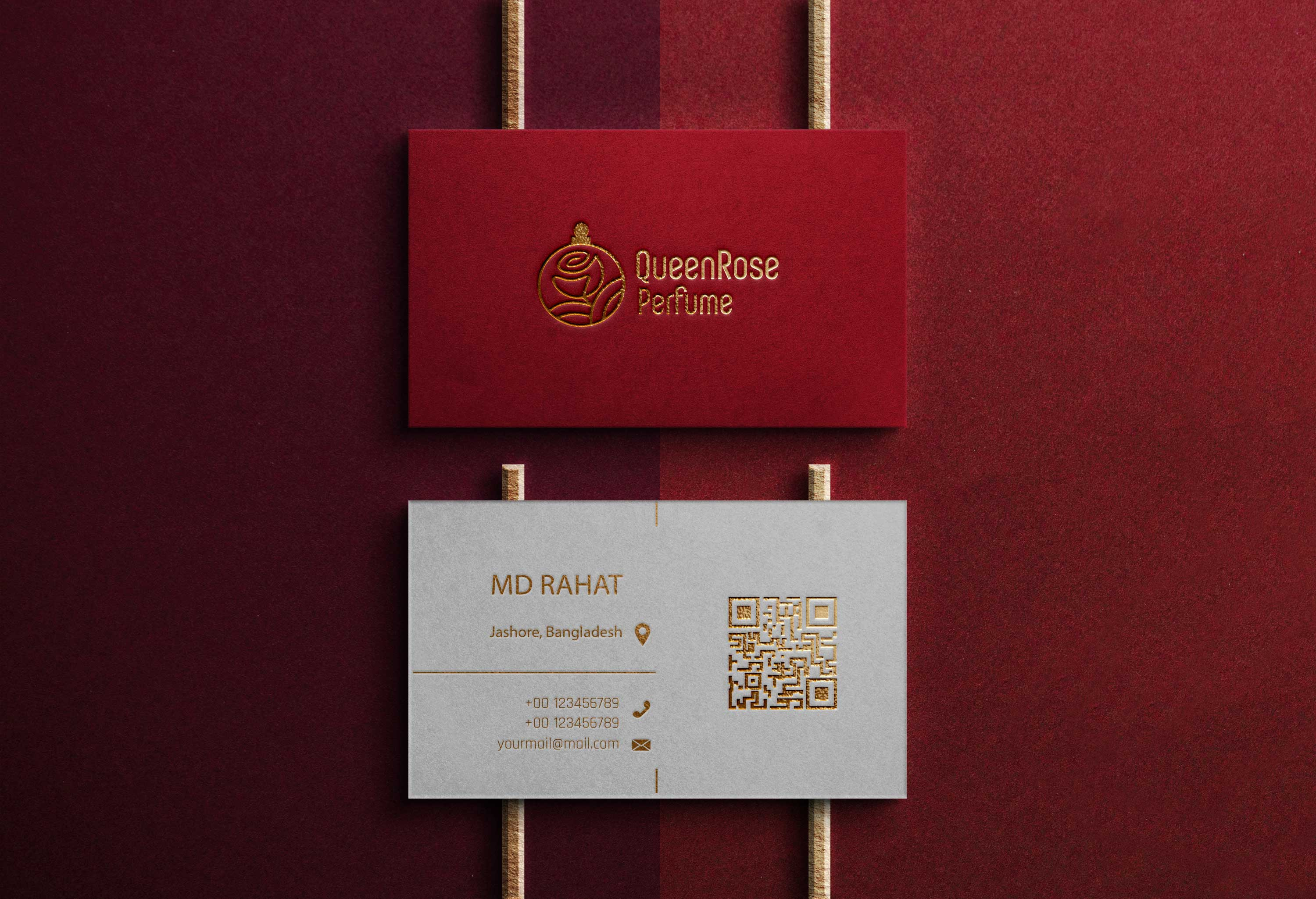 Business Card QueenRose Perfume branding business card graphic design visiting card