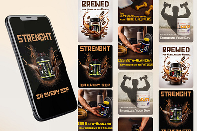 Fitness Supplement | Social Media Design branding creative advertising fitness fitness supplement graphic design gym branding health fitness poster design product branding social media sports nutrition ui visuals