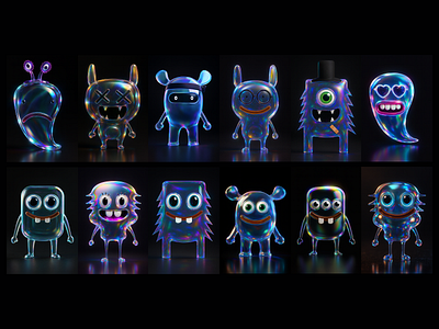 Monsters (Vector to 3D using AI) 3d ai illustration monsters