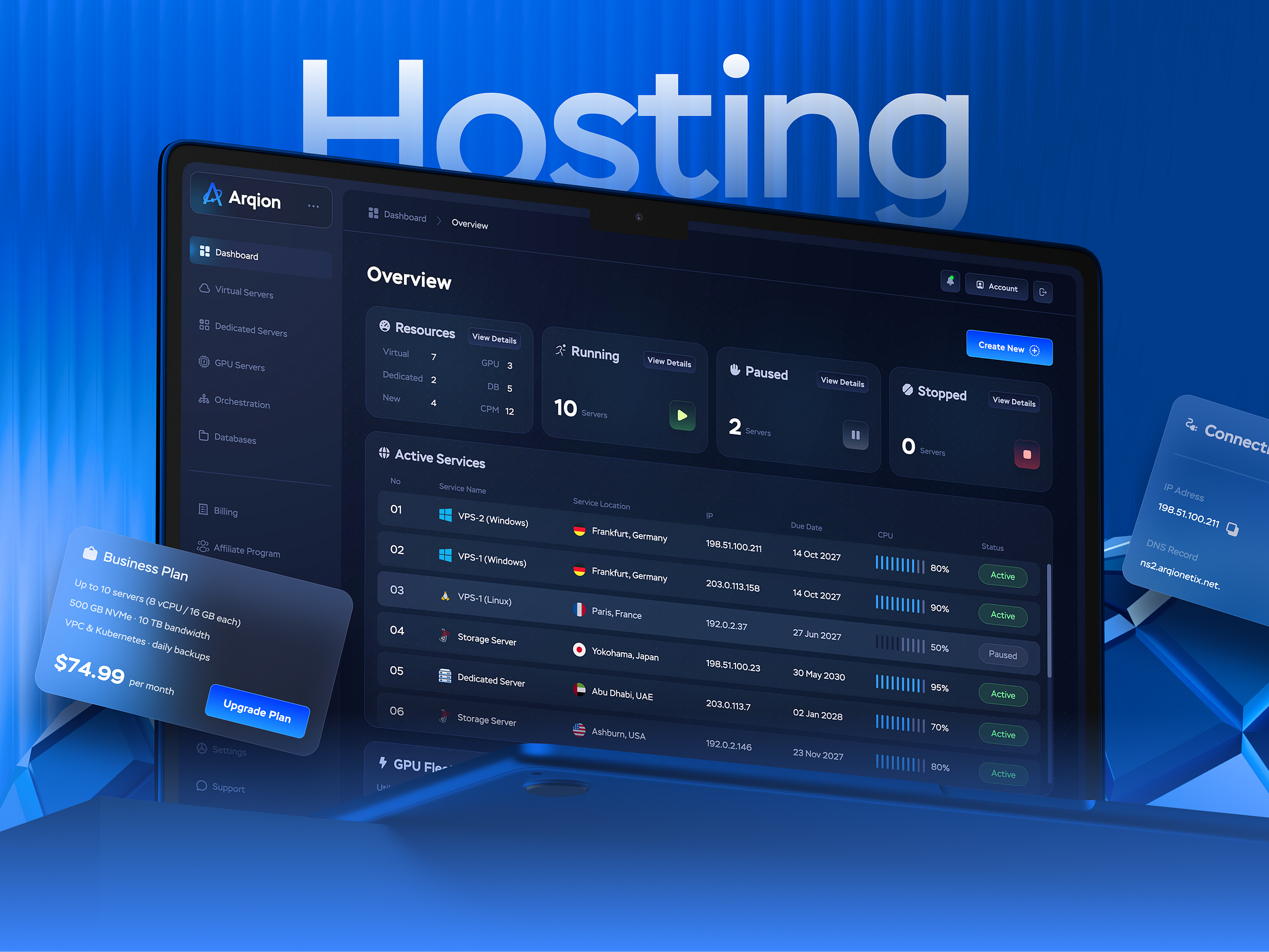 Hosting Dashboard by Dan Ivanichev on Dribbble
