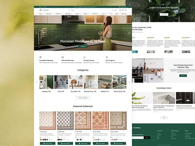 Responsive E-commerce UI: Mobile-First Tile Store design inspiration e commerce figma interaction design minimalism mobile design mobile first online store product design responsive design shop ui shopping store storefront ui design ux design visual design web design webshop