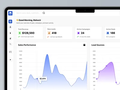 Sales Studio – Modern CRM Dashboard & Deals Management UI animation app dashboard product design sales app sales crm sales crm app software design web app