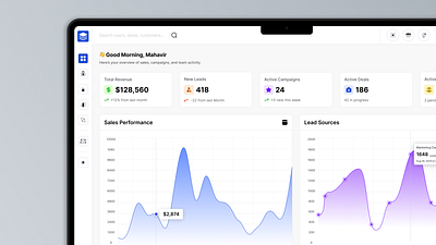 Sales Studio – Modern CRM Dashboard & Deals Management UI animation app dashboard product design sales app sales crm sales crm app software design web app