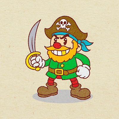 Pirate - 1930s Cartoon Style 1930 style branding cartoon cartoon retro cartoon vintege character classic cartoon design hand draw illustration mascot max fleischer no ai rubber hose t shirt