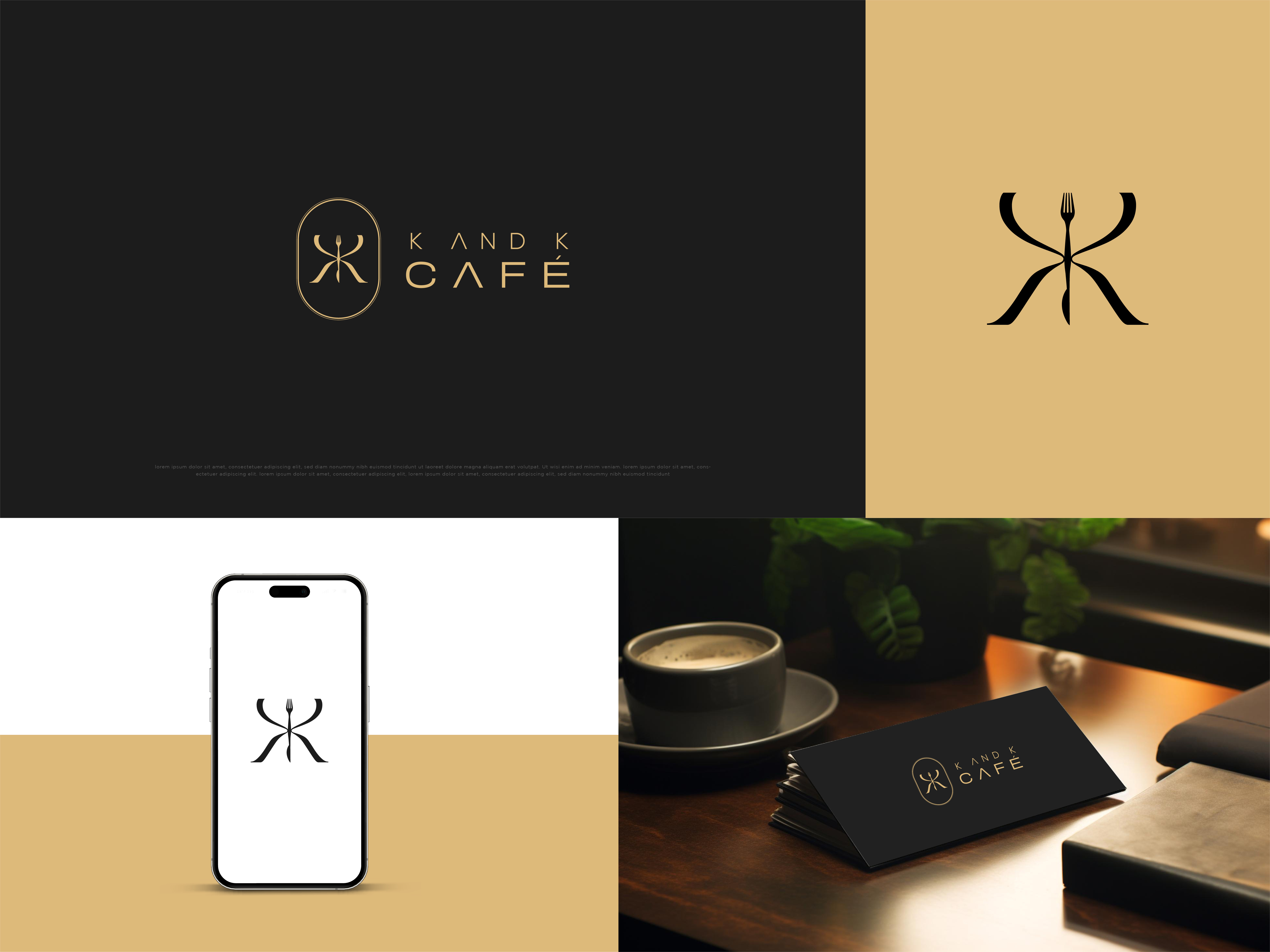 Logo Design for K and K Cafe 3d abstract logo brand identity branding clean logo creative logo custom typography graphic design logo logo concept logo design logo evolution logo exploration minimal logo mockup motion graphics personal brand product logo sketch
