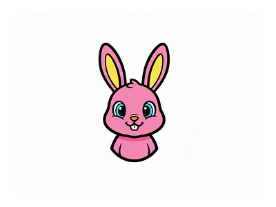 Pink Rabbit Playful Logo for Kids bunny cartoon rabbit child children colorful cute rabbit graphic design kids logo pink play playful rabbit