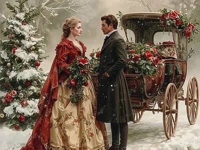 Old Fashion Yuletide cover art work graphic design historical romance illustration yuleide