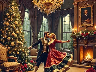 Tripping the lights fantastic on YULETIDE cover art work graphic design historical romance regency yuletide