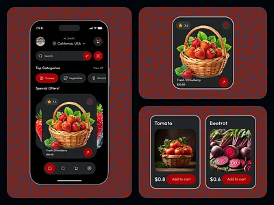 Grocery Shop Mobile App animation delivery app devignedge ecommerce food delivery food delivery app fruit app grocery grocery app grocery delivery grocery shop grocery shop app grocery store mobile app mobile app design mobile design online grocery supermarket vegetable vegetable app