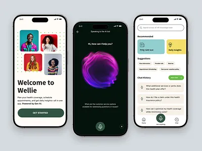 Wellie App UX/UI ai ai agent gen ai graphic design health app mobile app ui ux