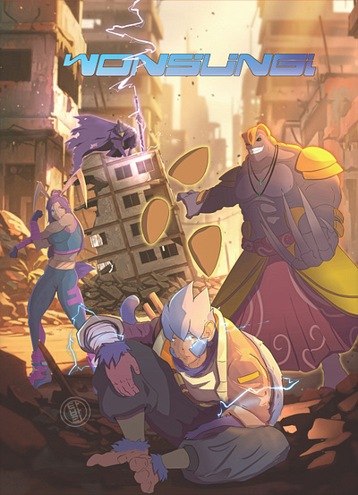 Wonsungi - Cover Art anime anthropomorphically aura battle drawing illustration manga mtl graphics original characters powers raven wonsungi 원숭이 타바리