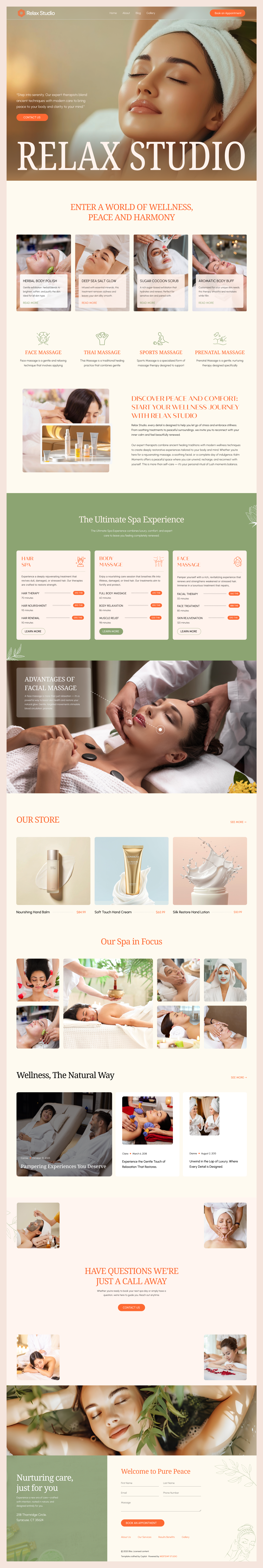 Example of Spa & Beauty Landing Page –Full Website