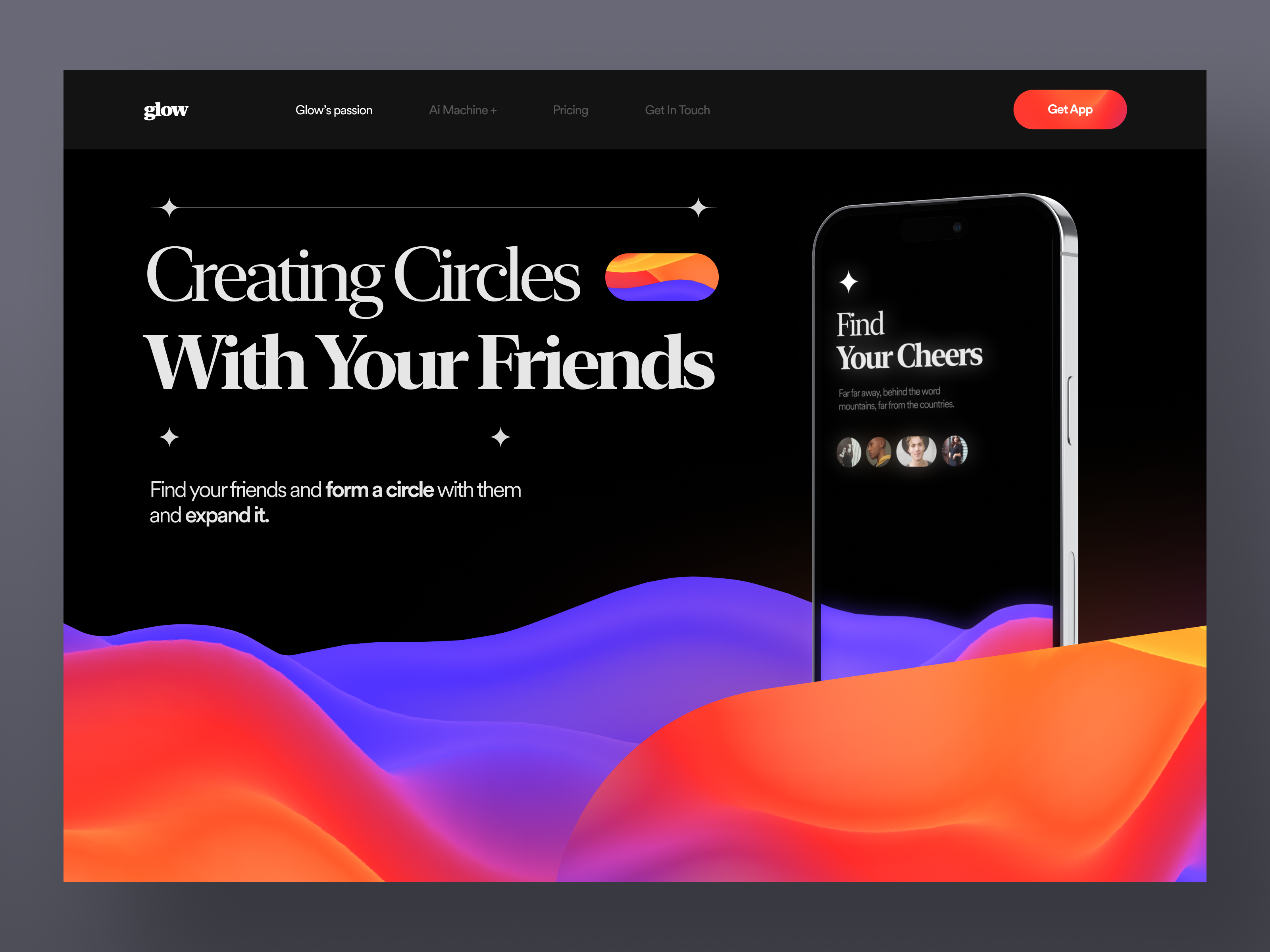 Glow :: Communication Platform app clean communication design gradient inspiration landing page minimal project social media ui ux