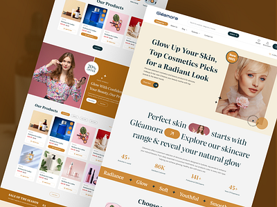 Modern Skincare & Cosmetics Landing Page UI Design beauty product beautybrand branding cosmeticsui creativelandingpage designinspiration ecommercedesign figma landingpage productdesign skin care product skincare ecommerce skincaredesign uidesign uxdesign websitedesign