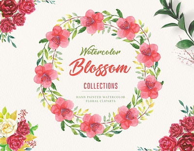 Blossom Watercolor Floral Clipart Set blush watercolor