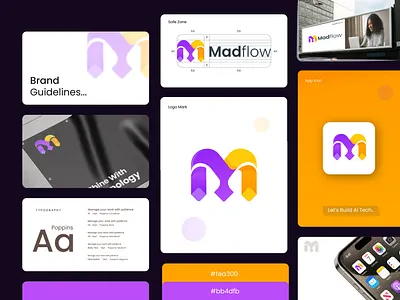Tech Ai Logo Design with Brand Guidelines ai logo app icon design blockchain logo brand guidelines brand identity branding crypto logo fintech logo gradient logo innovation logo letter logo letter m logo logo design modern logo monogram logo saas logo startup logo tech logo technology logo