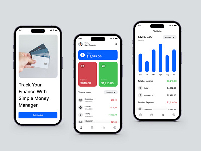 Simple Money Manager apps clean design finance fintech fintech app manager minimalist mobile mobile app money money manager simple track ui uitrend uiux ux white