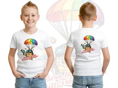 Waffle Warrior – Born to Battle Parachute Illustration breakfast clothing crispy design fashion gamer gaming humor illustration joystick kawaii parachute syrup trendy tshirt typography vector waffle