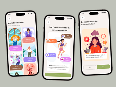 Mental Health & Self-Care App daily workout app emotion tracker emotional wellbeing fitness wellness habit tracker health app illustration masud rana palash meditation mental health mindfulness mindfulness app mobile app modern fitness app mood tracker app psychology self care therapy app wellness