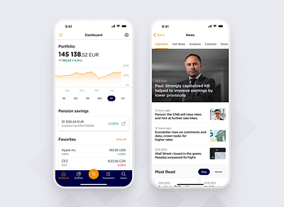 Patria Finance analysis analytics app bank chart design dribbble finance graph invest investment mobile money news patria portfolio trading trend ui ux