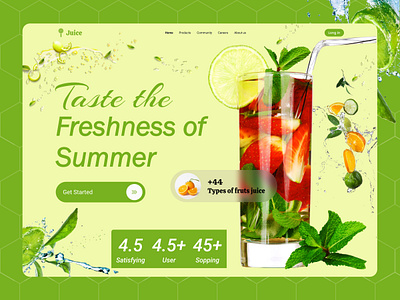 Fresh Juice Landing Page 3d adventure design animation banking app design branding dashboard design design ecommerce fruits graphic design health illustration juice typography ui uiux design web web design website website concept