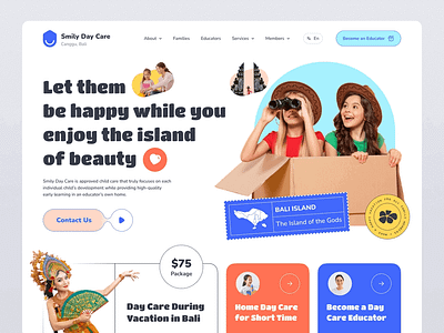 The Day Care Website - Hero Section bali child children day care design fun happy header hero section holidays kids learn play playful smile ui ux vacation web website