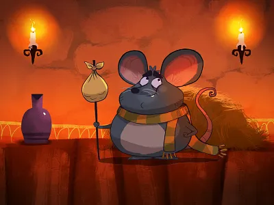 Pip and the Clock 02 animal animation book candle character cute fable funny hay illustration mouse scarf story tale vase wanderer warm