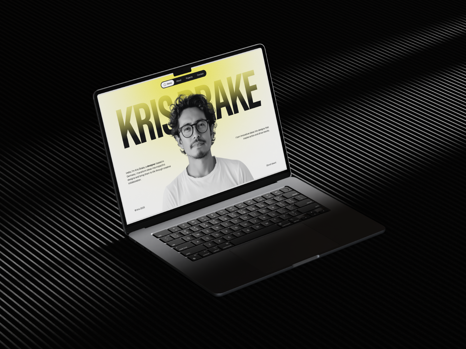 Kris Drake - Personal Portfolio Hero Section bold branding figma framer hero section landing page minimal modern design personal website portfolio portfolio website typography uiux web design