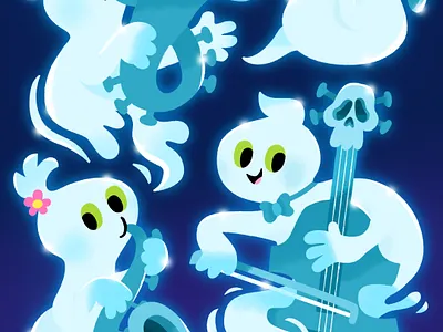 The afterlife quartet ghost ghosts halloween illustration illustrator jazz kids music spooky toddler