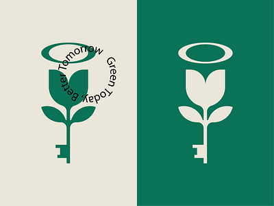 GREEN TODAY 2025 branding design flower graphic design green illustration key leaf logo minimal logo nature key today typography vector