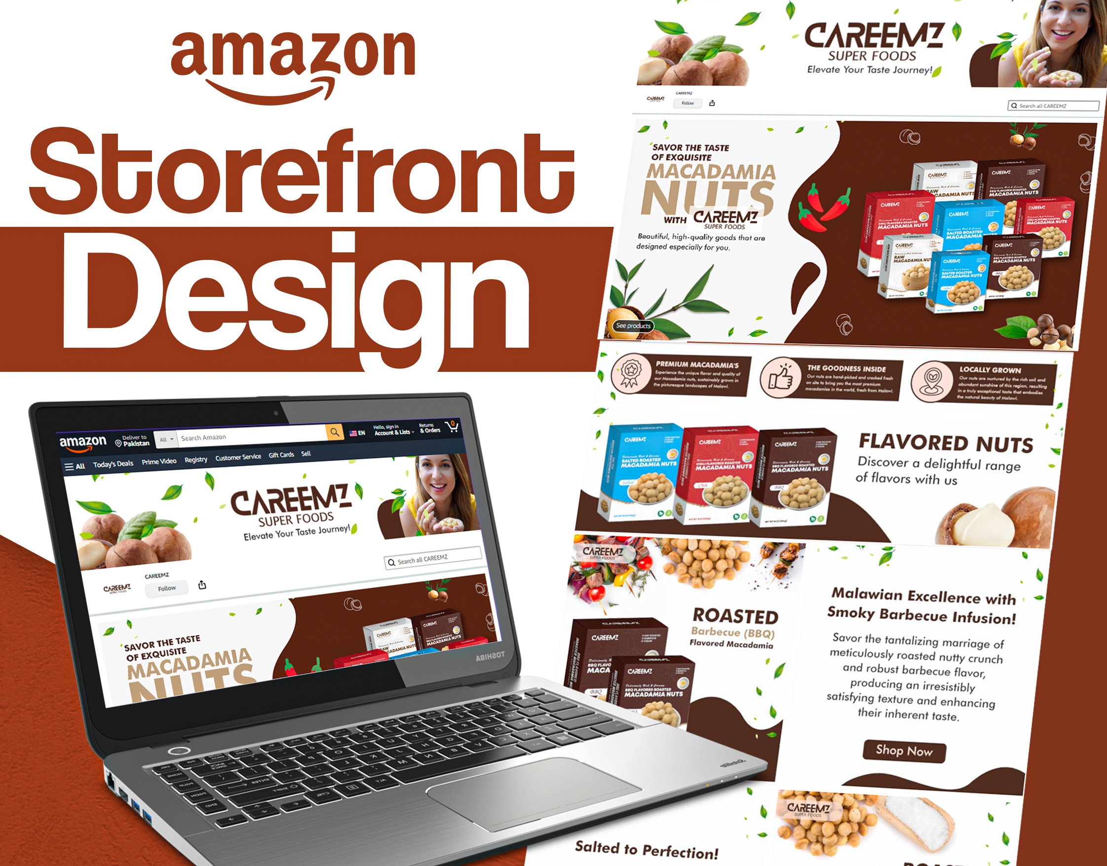 Amazon Storefront Design///Roasted Nuts amazon amazonstoredesign amazonstorefront amazonstorefrontdesign branding design graphic design graphicdesign illustration listingimages photoshop storefront